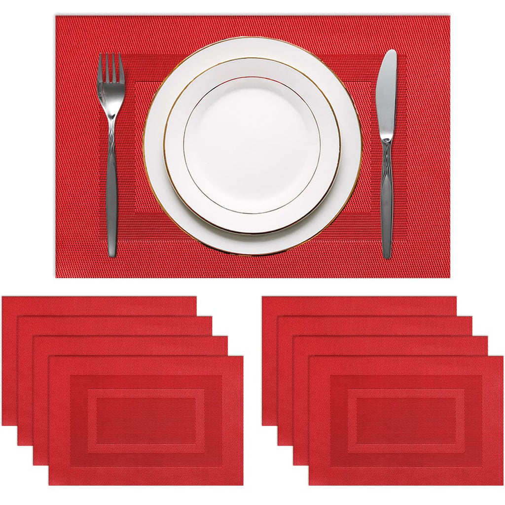 PIGCHCY Placemats,Durable Placemats for Dining Table,Washable Woven Vinyl Kitchen Placemats Set of 4 (Brown)