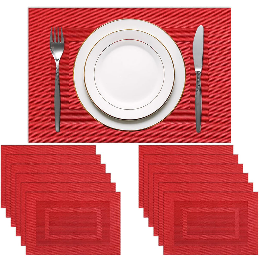 PIGCHCY Placemats,Durable Placemats for Dining Table,Washable Woven Vinyl Kitchen Placemats Set of 4 (Brown)