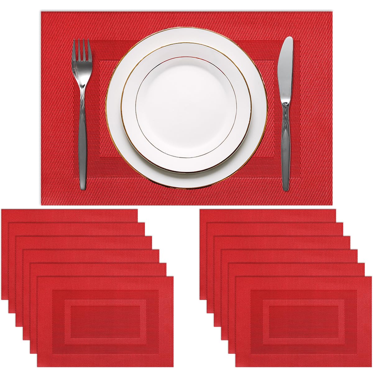 PIGCHCY Placemats,Durable Placemats for Dining Table,Washable Woven Vinyl Kitchen Placemats Set of 4 (Brown)