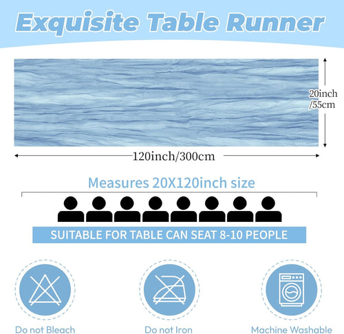 6 Pack Baby Blue Cheesecloth Table Runner 20 x 120 Inch Gauze Table Runner Fabric Semi Sheer Cheese Cloth Table Decor Bulk for Rustic Romantic Wedding Baby Shower Party Table Decoration