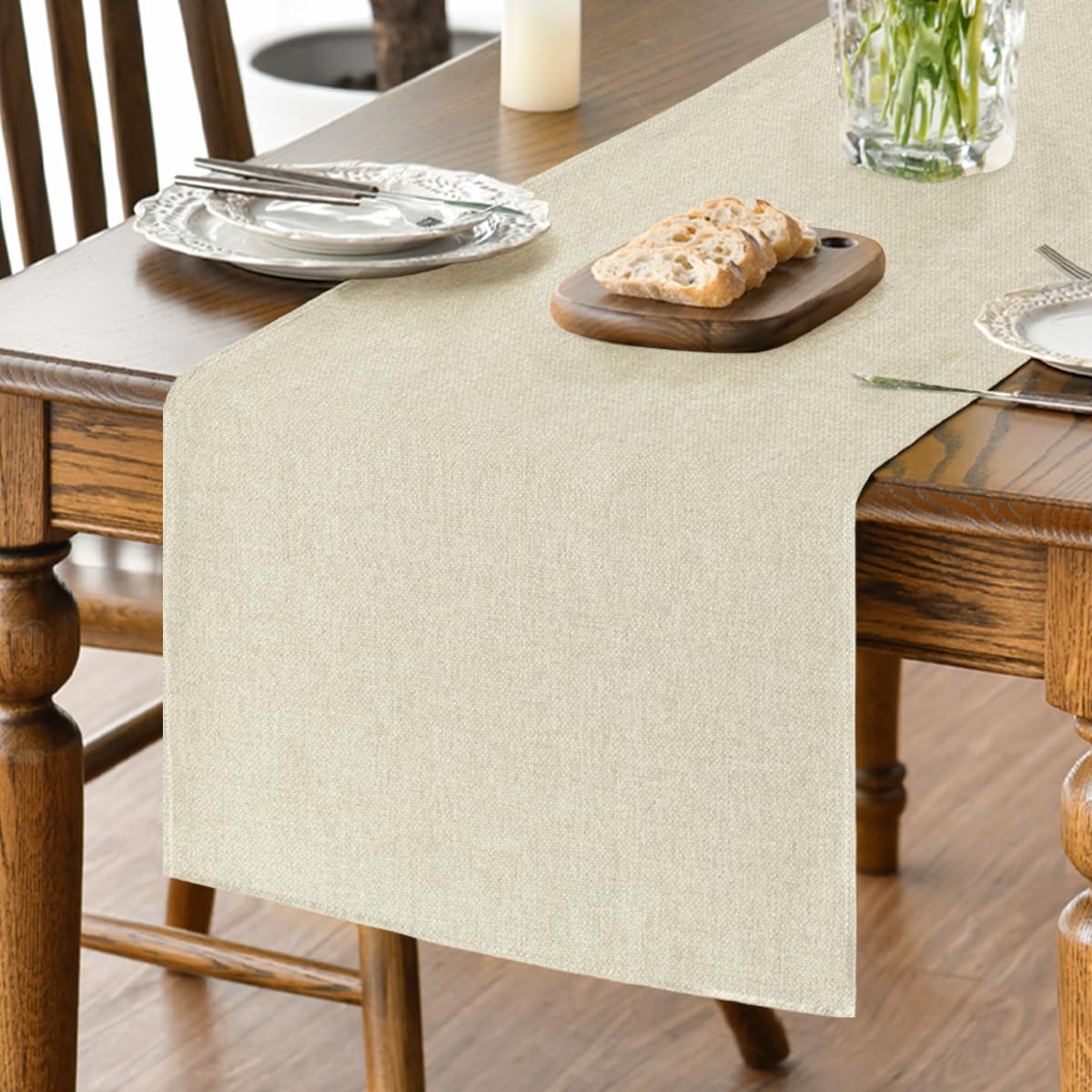 Artoid Mode Light Brown Table Runner, Seasonal Fall Washable Kitchen Dining Table Decoration for Home Party Decor 13x72 Inch