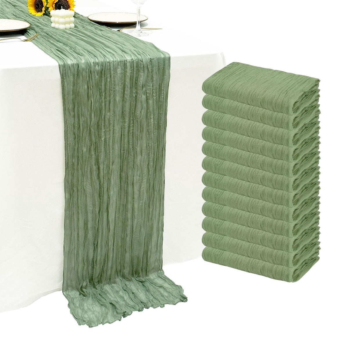 12Pack Dusty Blue Cheesecloth Table Runner 20x120 inch Gauze Table Runner