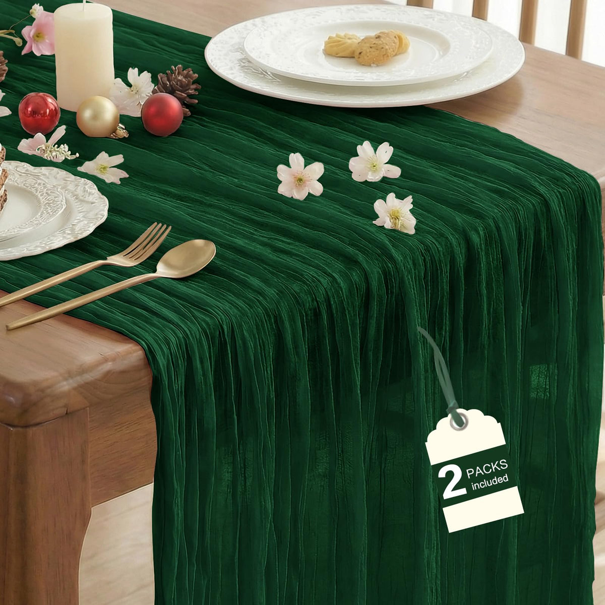 2 Pack Fall Table Runner Terracotta Cheesecloth for Home Thanksgiving Party