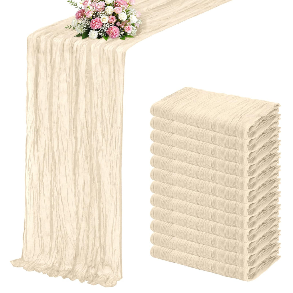 Terracotta Boho Cheesecloth Table Runner 12 Pack 17x108 Inch Sheer Gauze