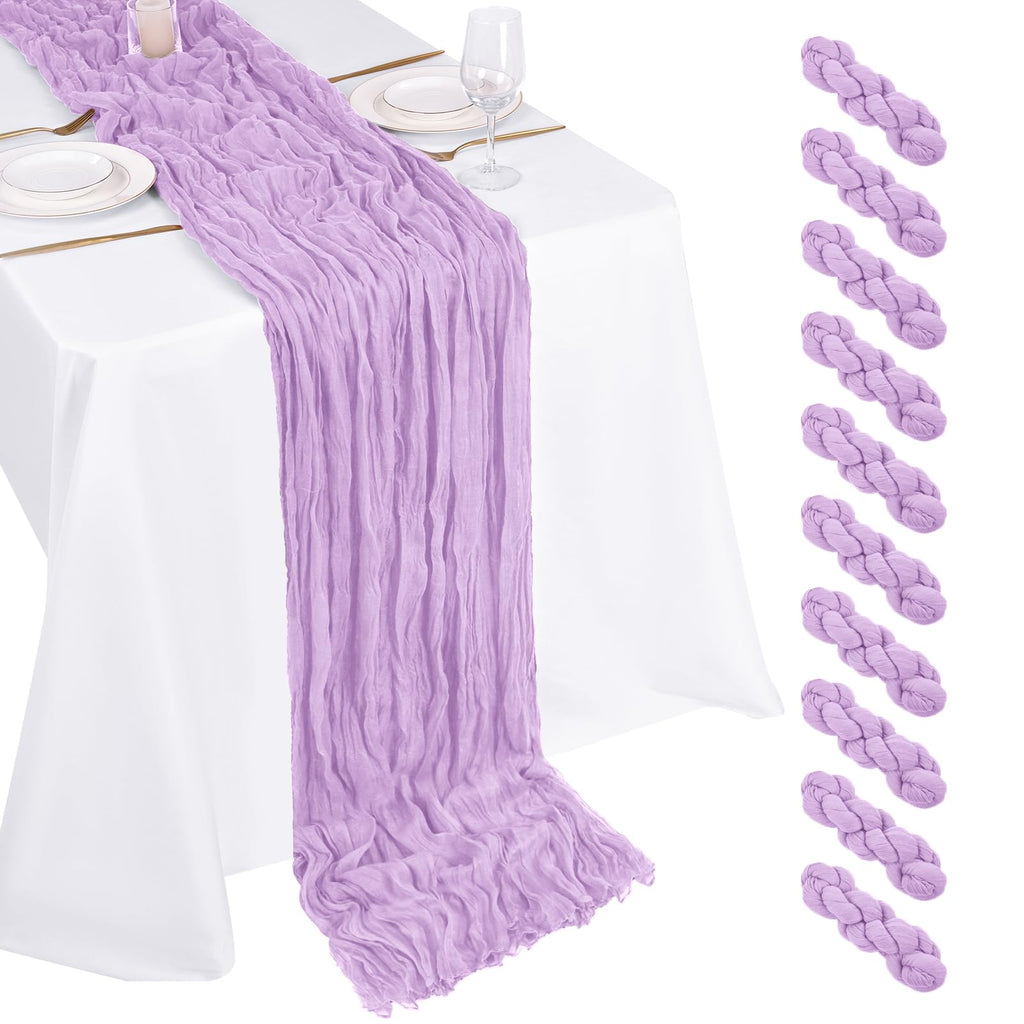 10 Pack Ivory Cheesecloth Table Runner 17x108 Inch Boho Gauze Cheese Cloth Table Runners for Wedding Party Baby Shower Birthday Home Decor