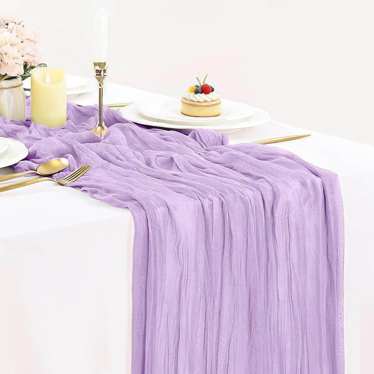 12 Pack Champagne Cheesecloth Table Runner 35x120 Inches, Summer Cheese Cloth Table Runner 10FT Boho Sheer Gauze Runner for Bridal Shower Wedding Baby Shower Party Decor