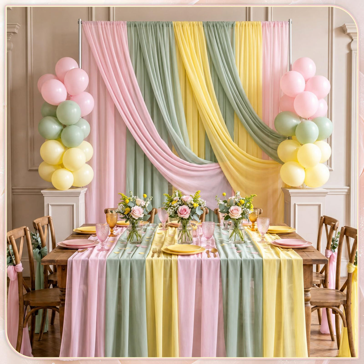 Boao 6 Pcs Fall Burnt Orange Party Decorations Chiffon Table Runners