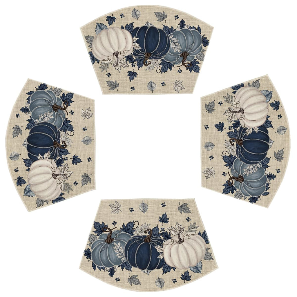 Artoid Mode Navy Blue Pumpkins Fall Placemats Set of 6-12 x 18 Inch
