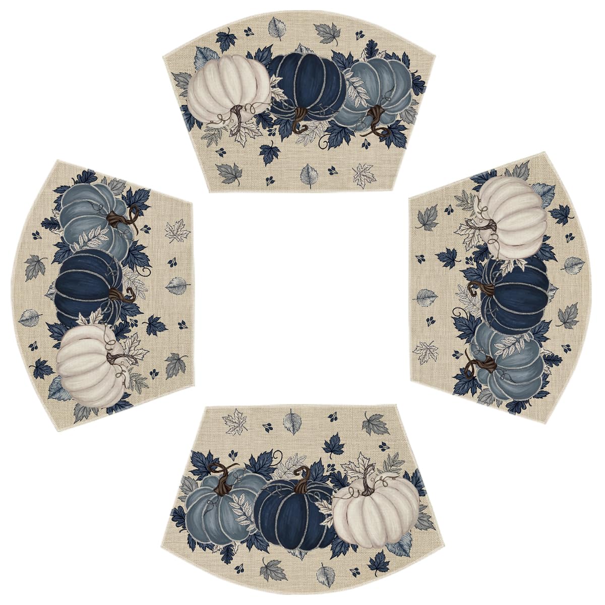 Artoid Mode Navy Blue Pumpkins Fall Placemats Set of 6-12 x 18 Inch