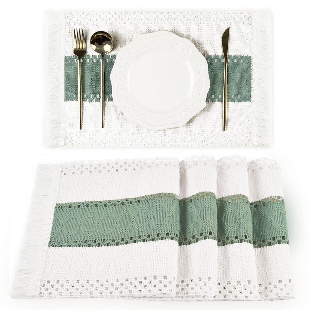 FEXIA Boho Placemats Set of 6, Macrame Table Mats Farmhouse Dining Decor