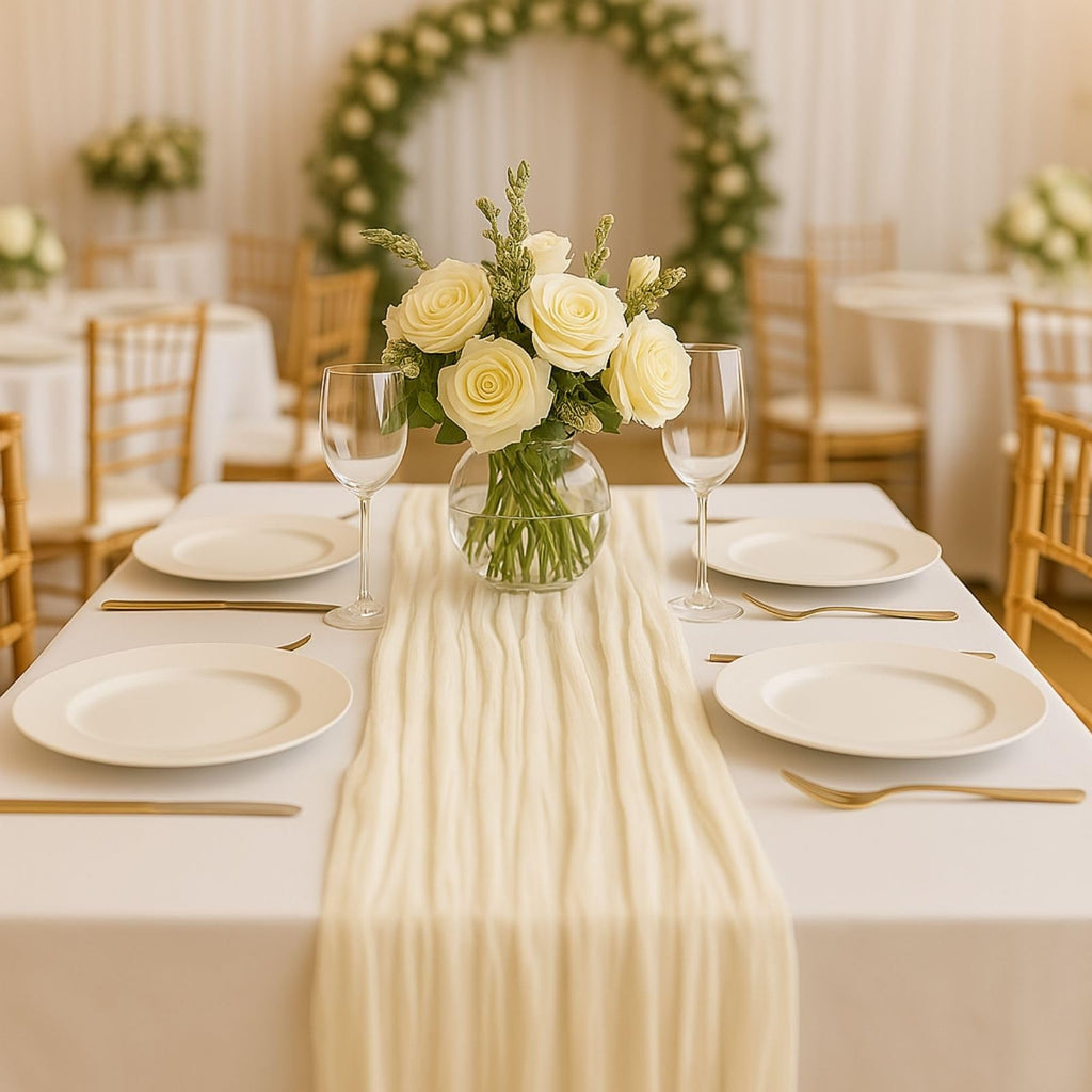 Red Cheesecloth Table Runner, 10 ft Gauze Runner for Wedding Table Decor