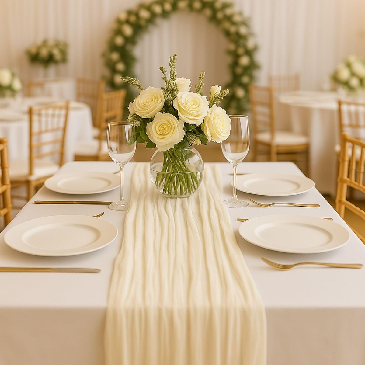 Red Cheesecloth Table Runner, 10 ft Gauze Runner for Wedding Table Decor