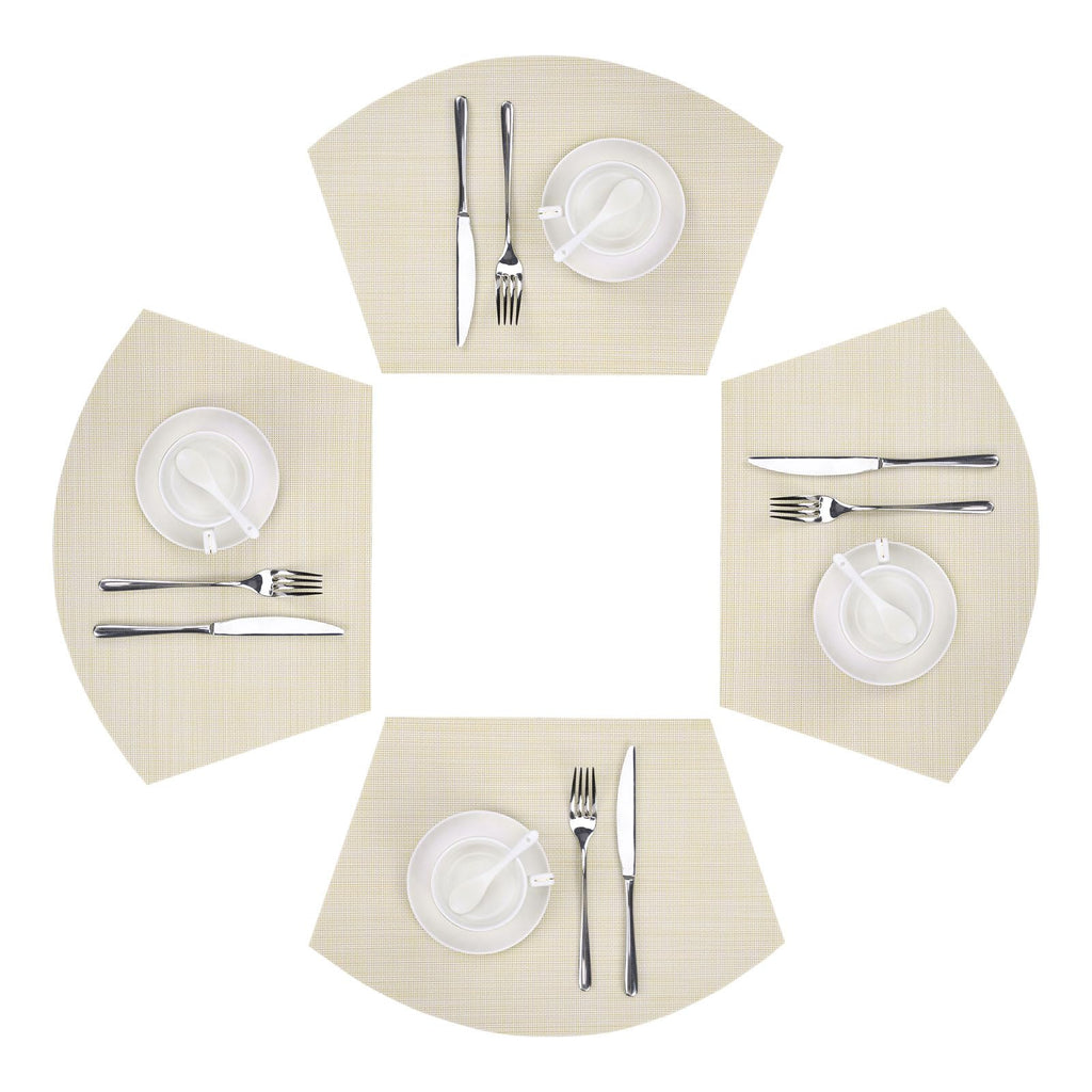 SHACOS Wedge Shape Placemats Set of 4 Woven Vinyl Placemat for Round Table