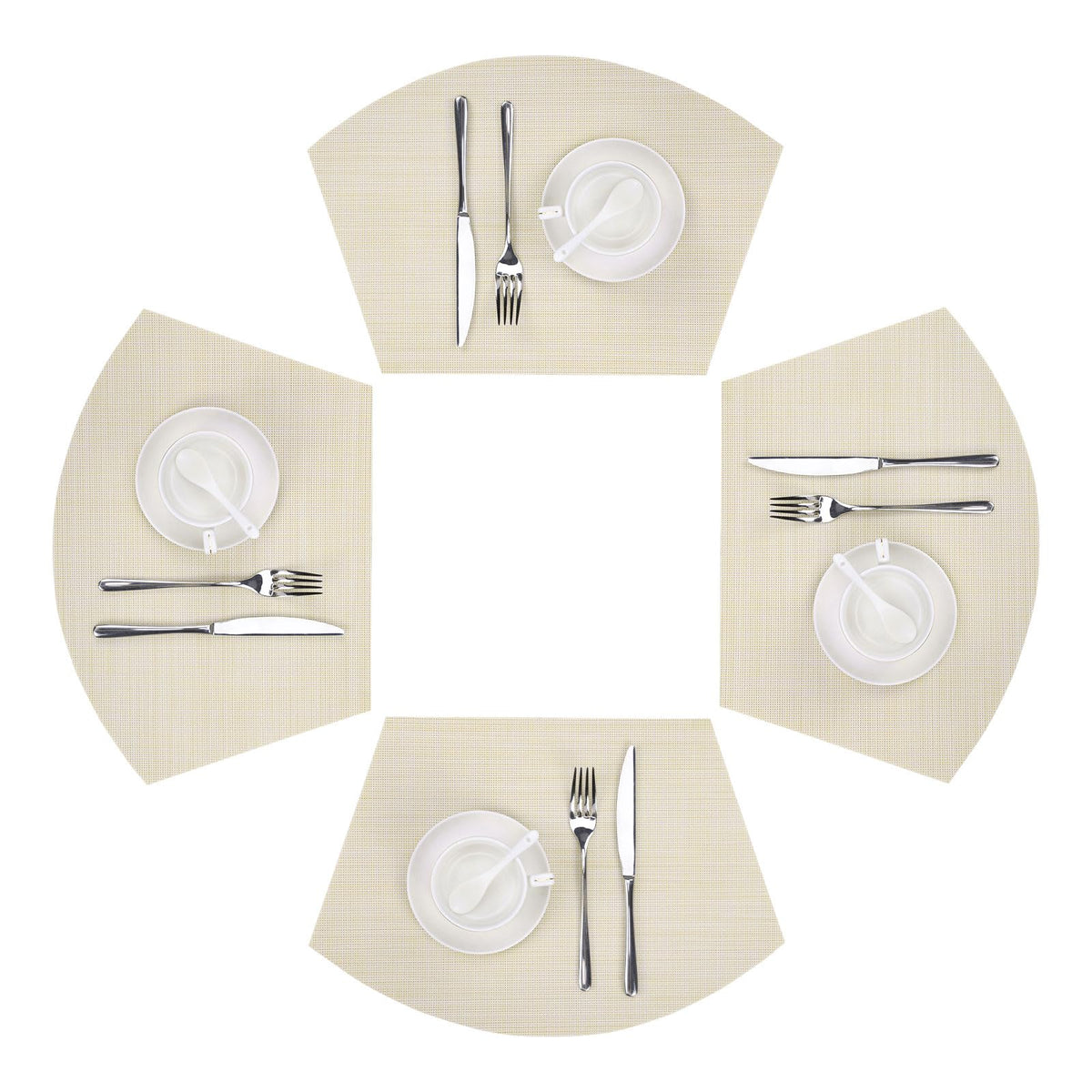 SHACOS Wedge Shape Placemats Set of 4 Woven Vinyl Placemat for Round Table