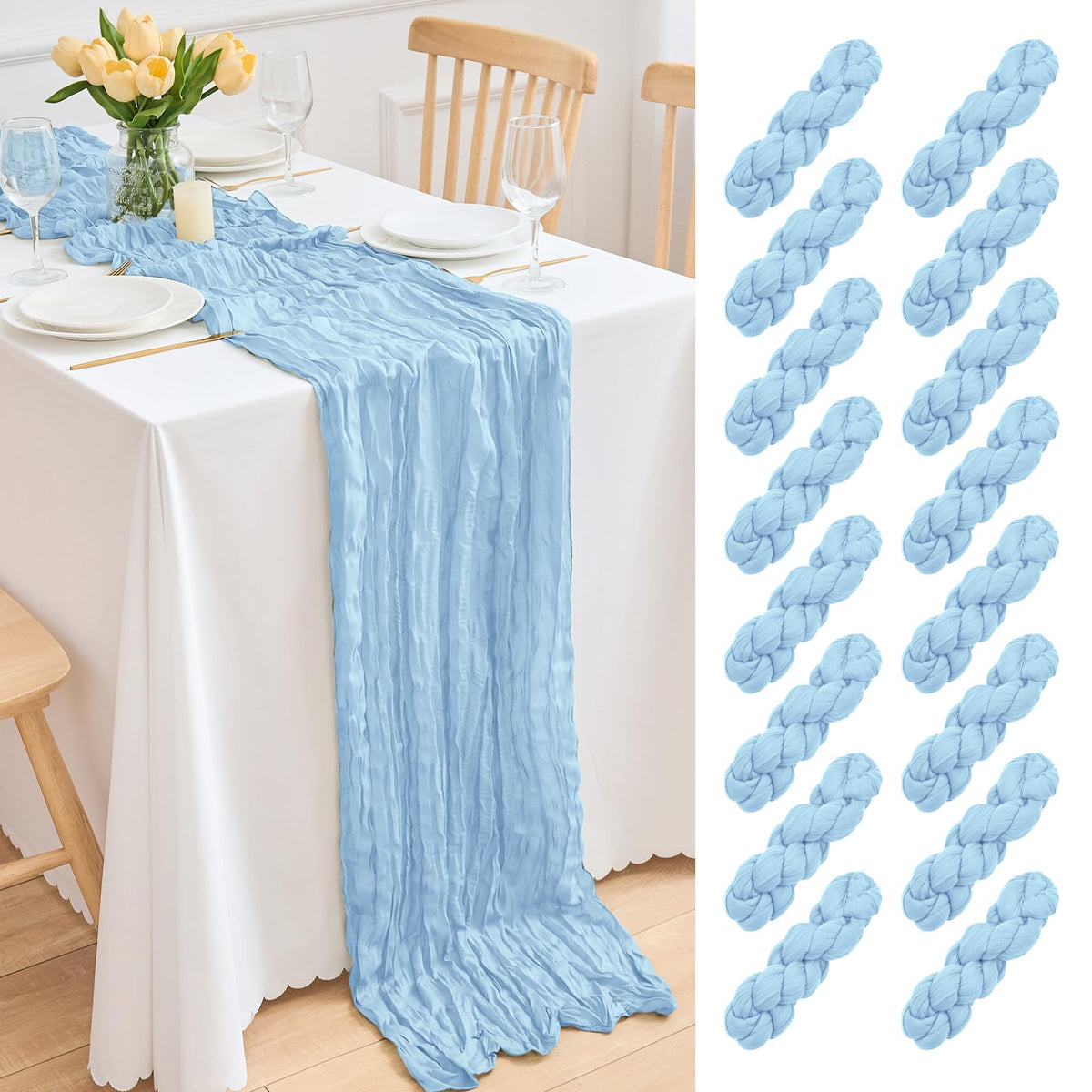 16 Pack Lavender Cheesecloth Table Runner 21.5 x 120 Inches Boho Gauze Table Runners 10FT Long Cheese Cloth Table Runner for Bridal Shower Baby Shower Birthday Party Wedding Decor