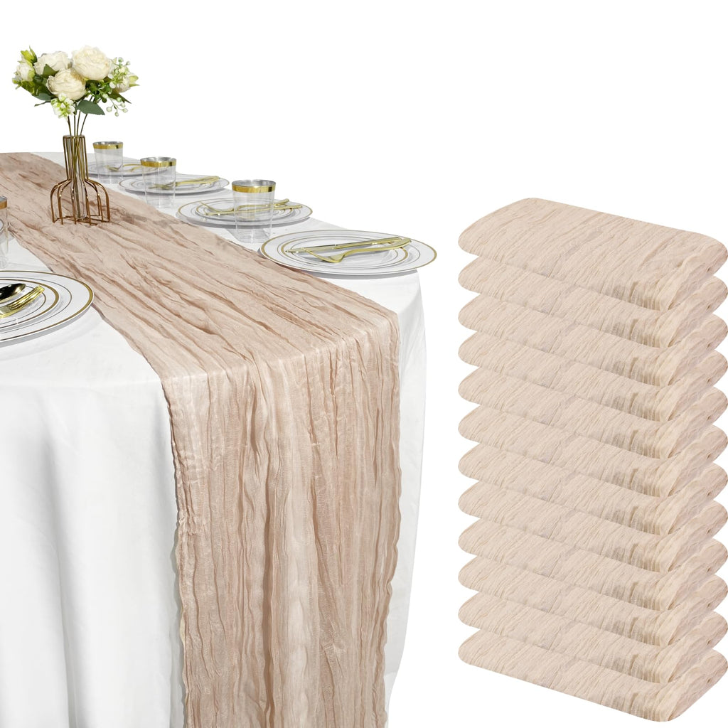Red Cheesecloth Table Runner, 10 ft Gauze Runner for Wedding Table Decor