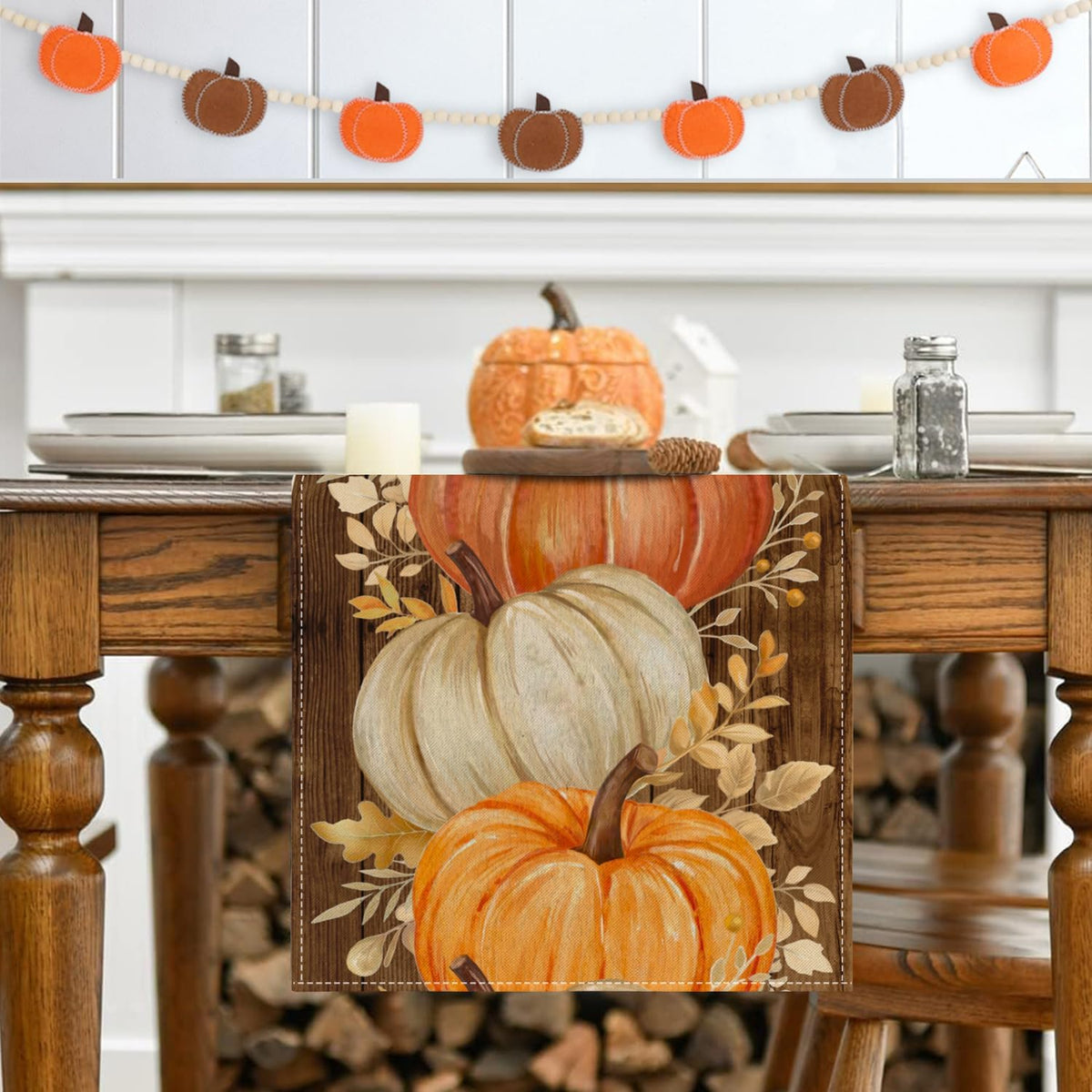 RABUSOFA Fall Table Runner 13x72 Inch Orange Pumpkins Fall Decor for Home