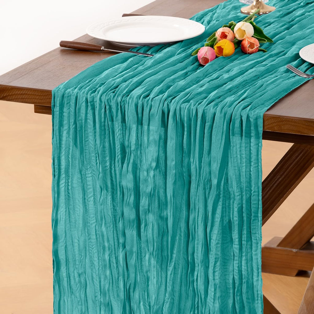 6 Pack Champagne Gold Cheesecloth Table Runner Fall Wrinkled Runner
