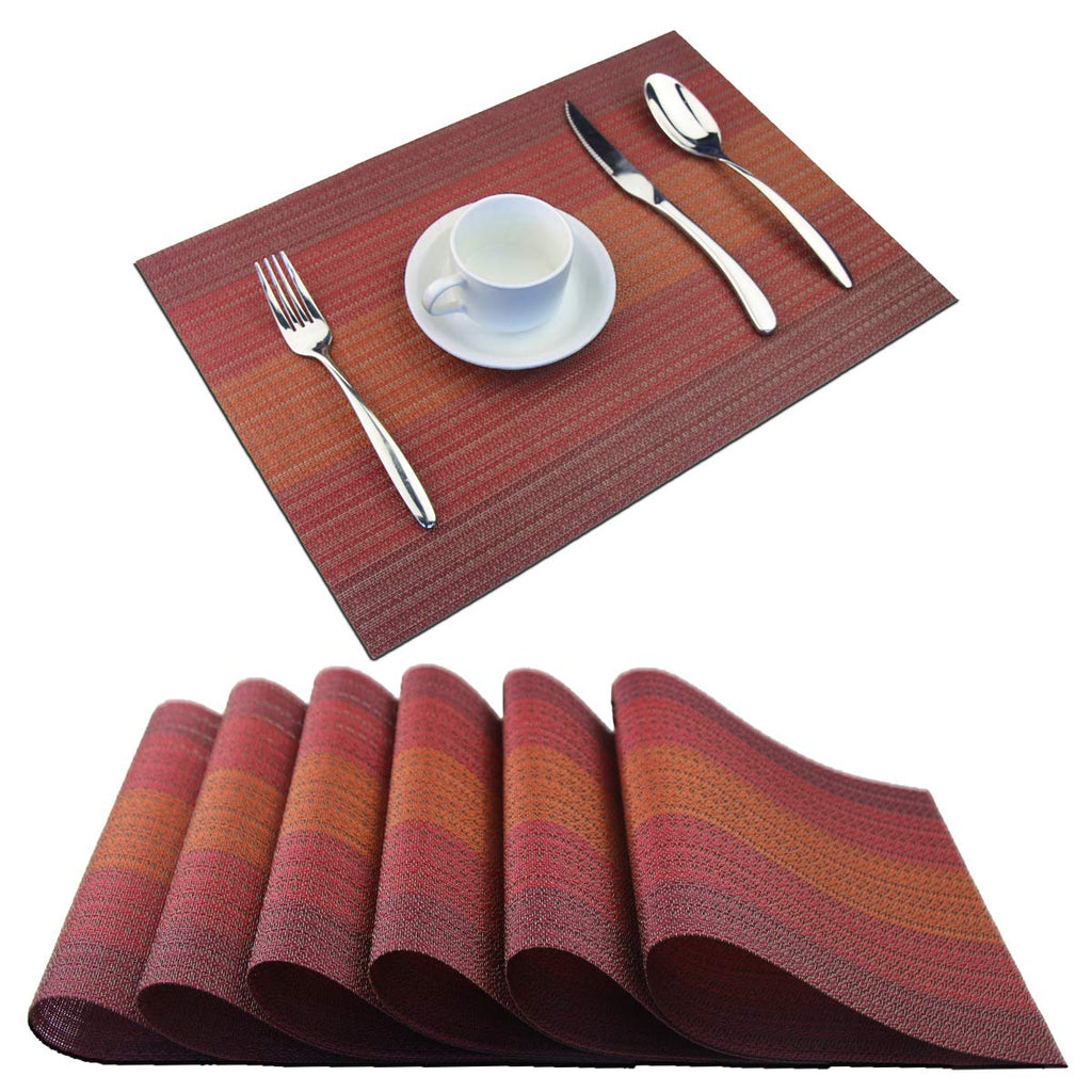 PIGCHCY Placemats,Durable Placemats for Dining Table,Washable Woven Vinyl Kitchen Placemats Set of 4 (Brown)