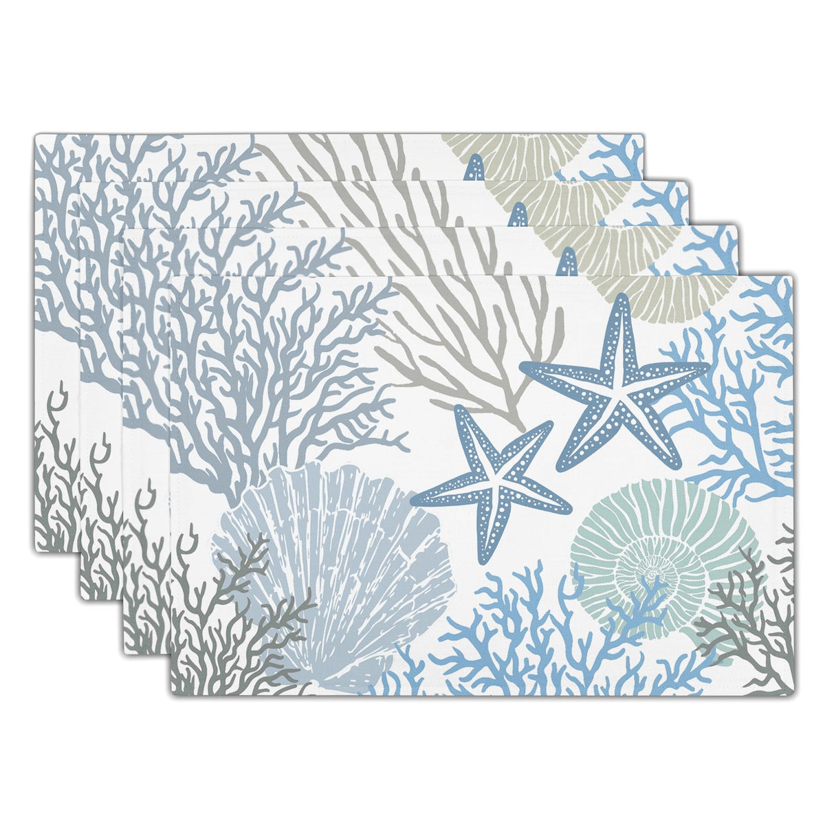 Kawani Blue White Floral Placemats Set of 4 Spring Summer Flower Branches Place Mats 12x18 Inch Chinoiserie Table Mats for Home Kitchen Party Decor