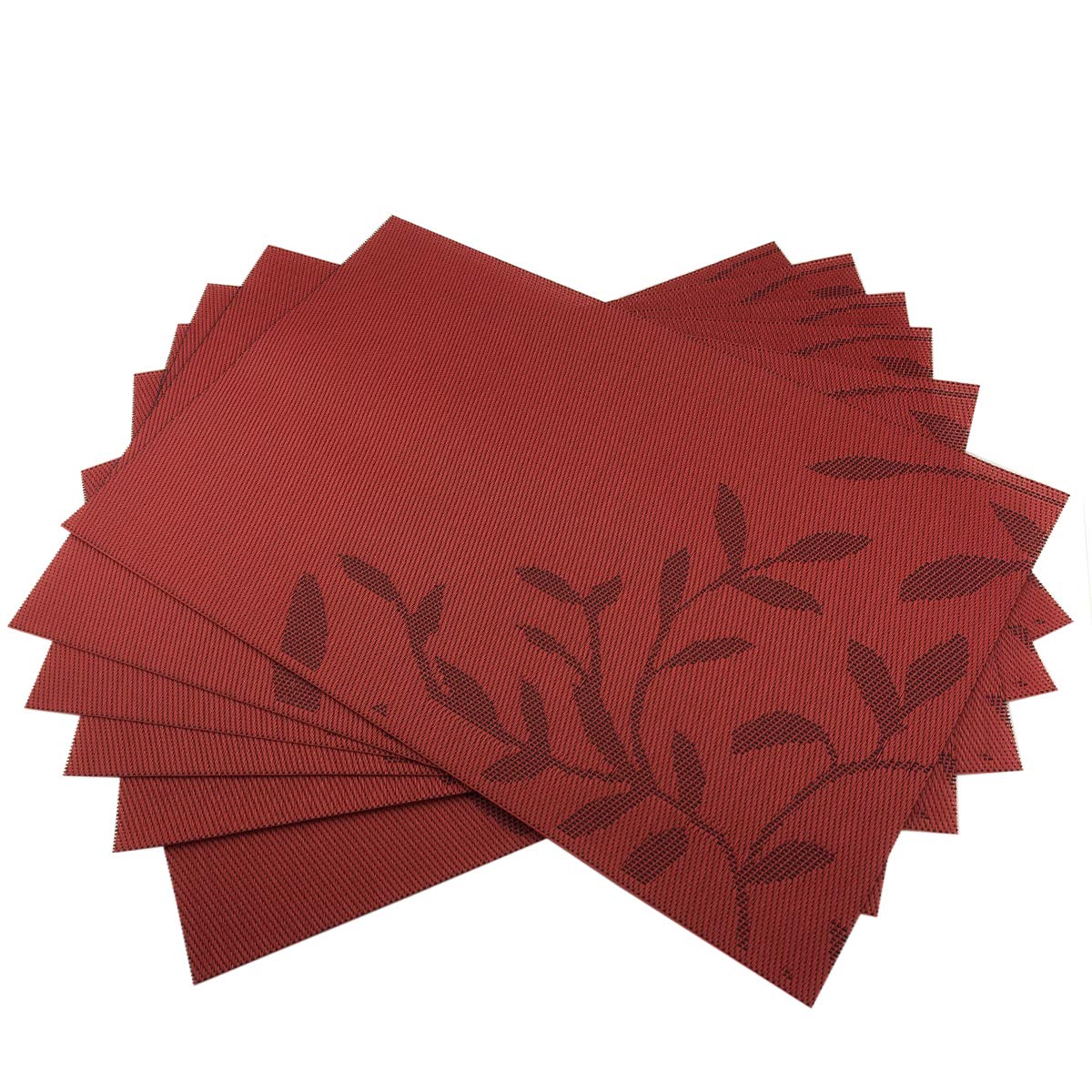 Place Mats PVC Set of 6, Table Placemats Set of 6 PVC Woven Vinyl Place Mats Table Mats Natural Color (6 pcs, Silver Tree)