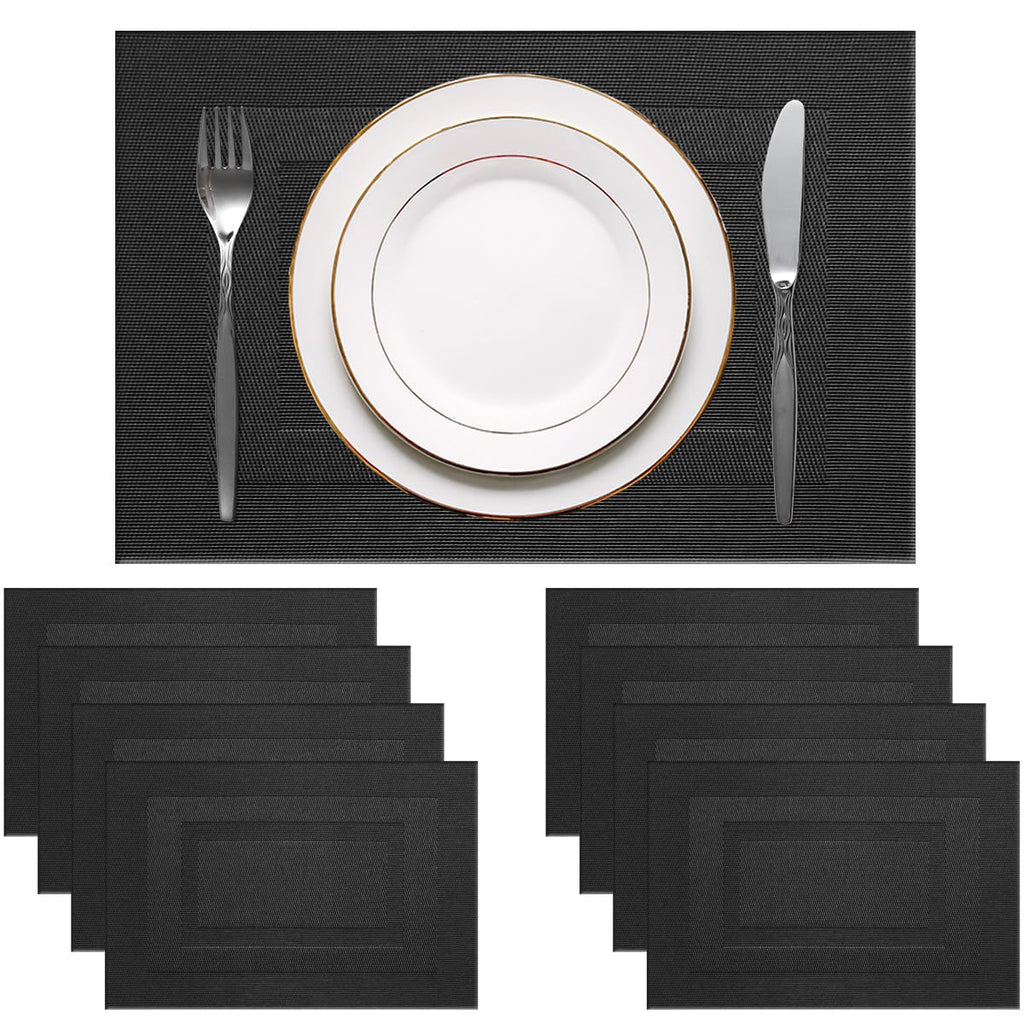 PIGCHCY Placemats,Durable Placemats for Dining Table,Washable Woven Vinyl Kitchen Placemats Set of 4 (Brown)