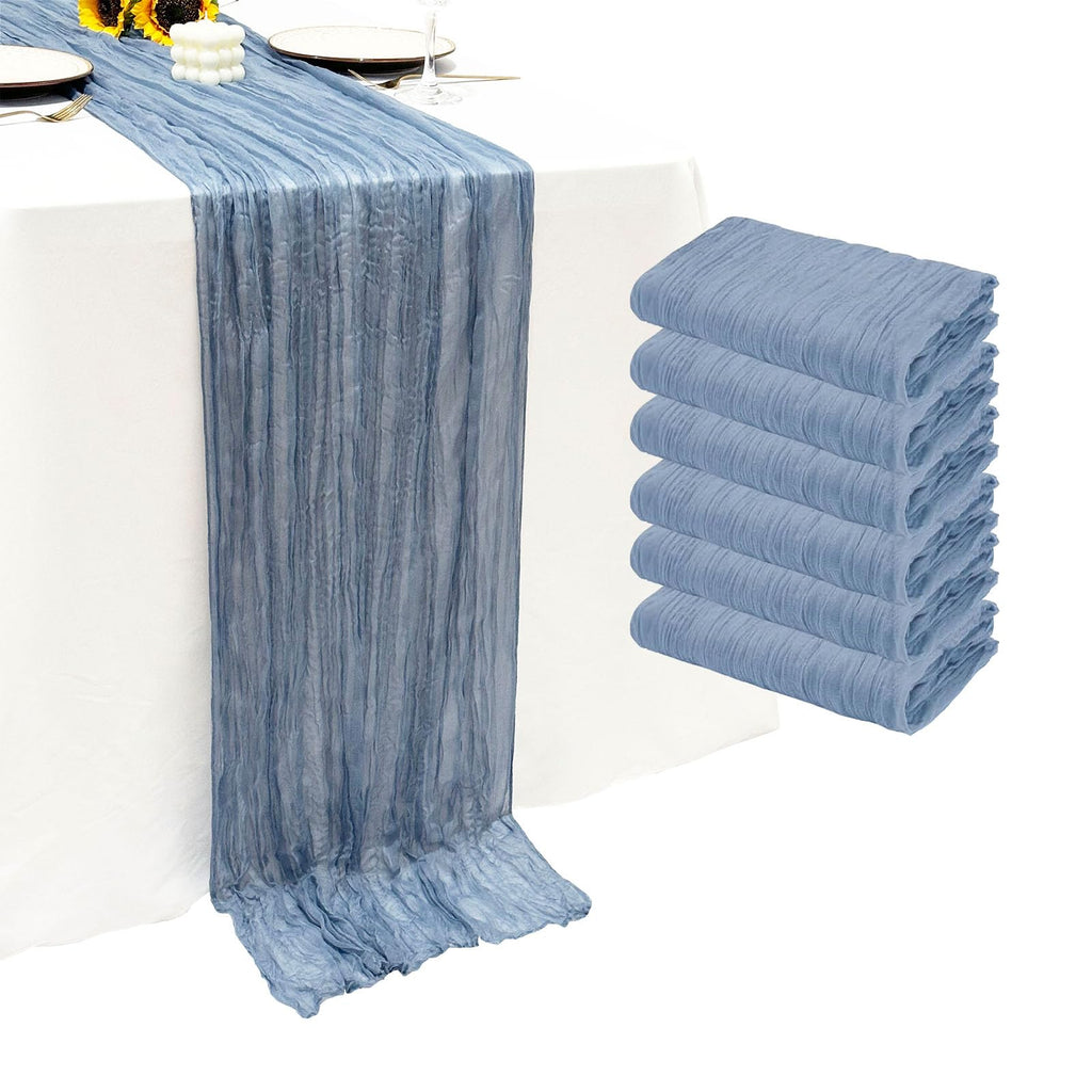 12Pack Dusty Blue Cheesecloth Table Runner 20x120 inch Gauze Table Runner
