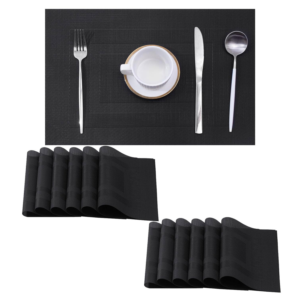 Leetaltree Bean Green Woven Placemats Set of 8 - Heat Resistant Non-Slip Place Mats for Dining Table, Washable Durable PVC Table Mats(Bean Green, 8)