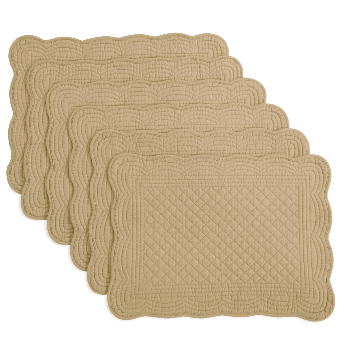 HOMBYS Quilted Placemats Set of 6 Washable-13x18 inches Rectangular Placemats for Kitchen Table-100% Cotton Fabric Rectangular Table Mats, (Emerald Green)