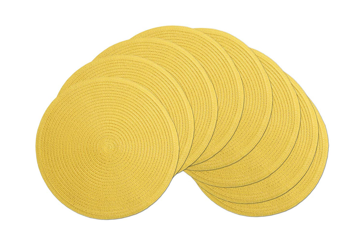 SHACOS Round Braided Placemats Set of 4 Dining Table Placemats 15 inch Circle Place Mats Easy to Clean Table Mats Indoor Outdoor, Blue Gray