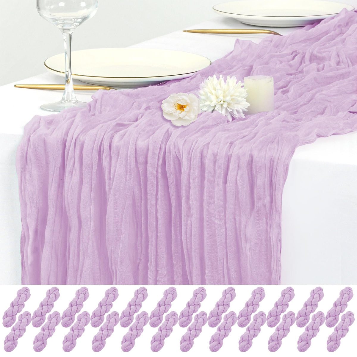 12 Pack Beige Cheesecloth Table Runner 17x108 Inch Boho Gauze Cheese Cloth Table Runners Rustic Sheer Runner for Wedding Party Baby Shower Birthday Home Decor