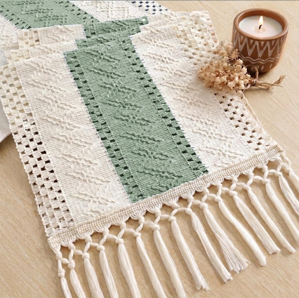 FEXIA Boho Table Runner for Fall Home Decor 12x108 Rustic with Tassels