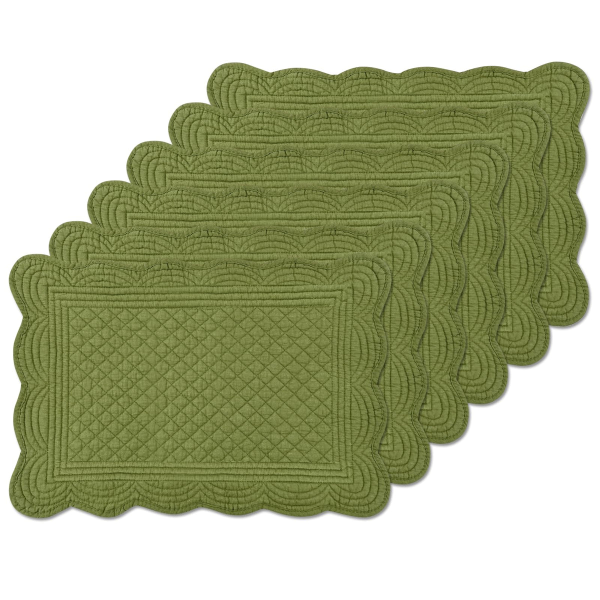 6 PC Quilted Placemats, 18"X13"Extra Large Cotton Placemats Set of 6, 100% Cotton Fabric Washable Cloth Table Mats for Kitchen & Dining Table - Soft &Easy Clean(Sapphire Blue, Rectangular)