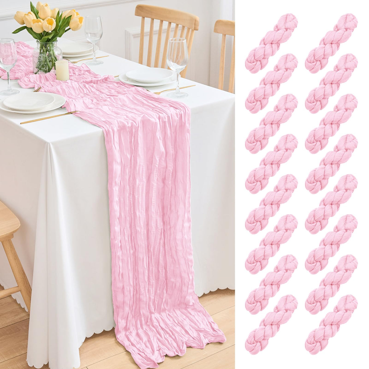 16 Pack Lavender Cheesecloth Table Runner 21.5 x 120 Inches Boho Gauze Table Runners 10FT Long Cheese Cloth Table Runner for Bridal Shower Baby Shower Birthday Party Wedding Decor