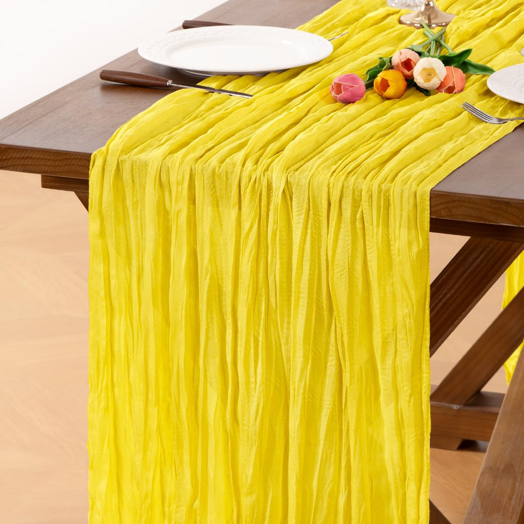 6 Pack Champagne Gold Cheesecloth Table Runner Fall Wrinkled Runner