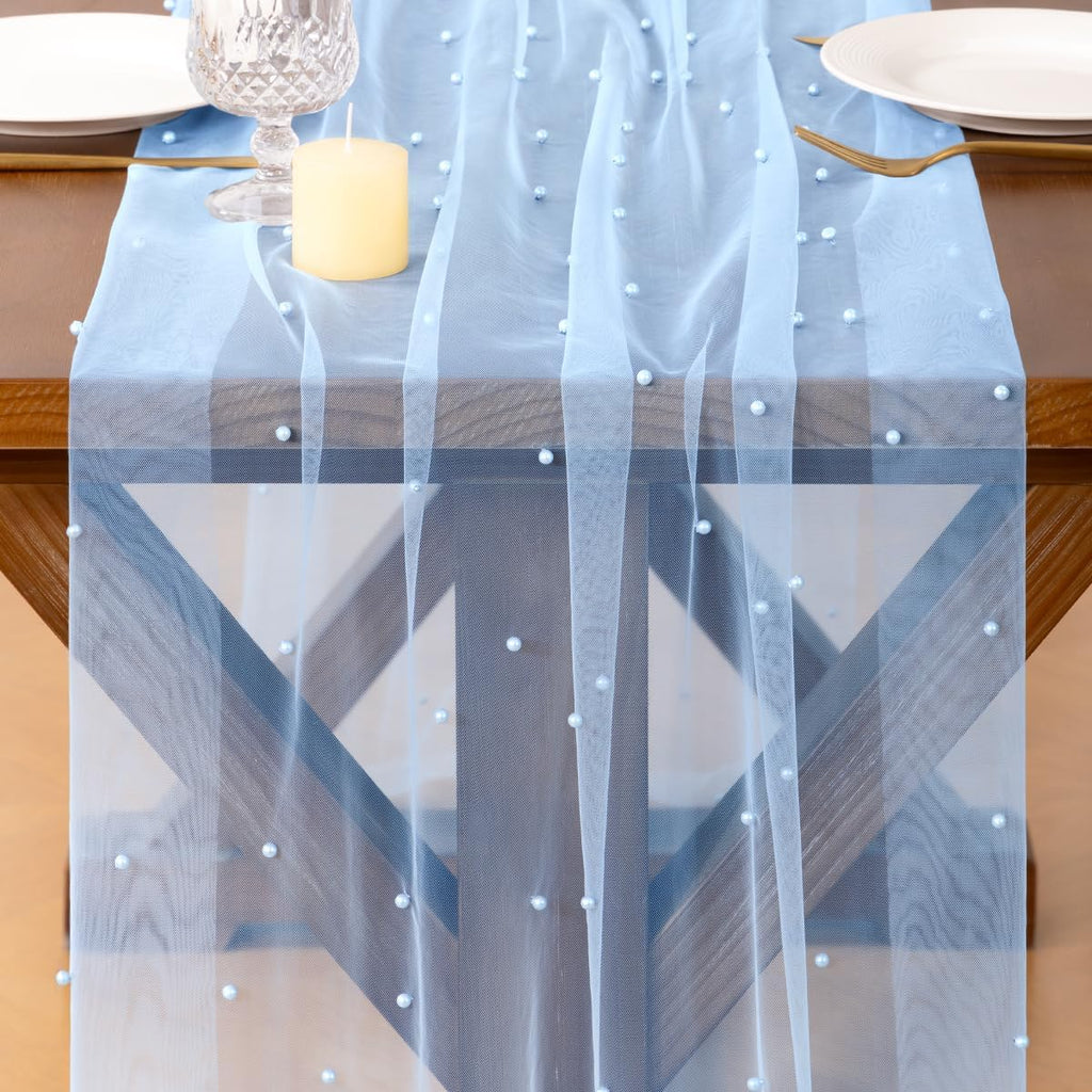 Socomi Pearl Table Runner Fall Tulle Gauze Sheer Wedding Party Home Decor