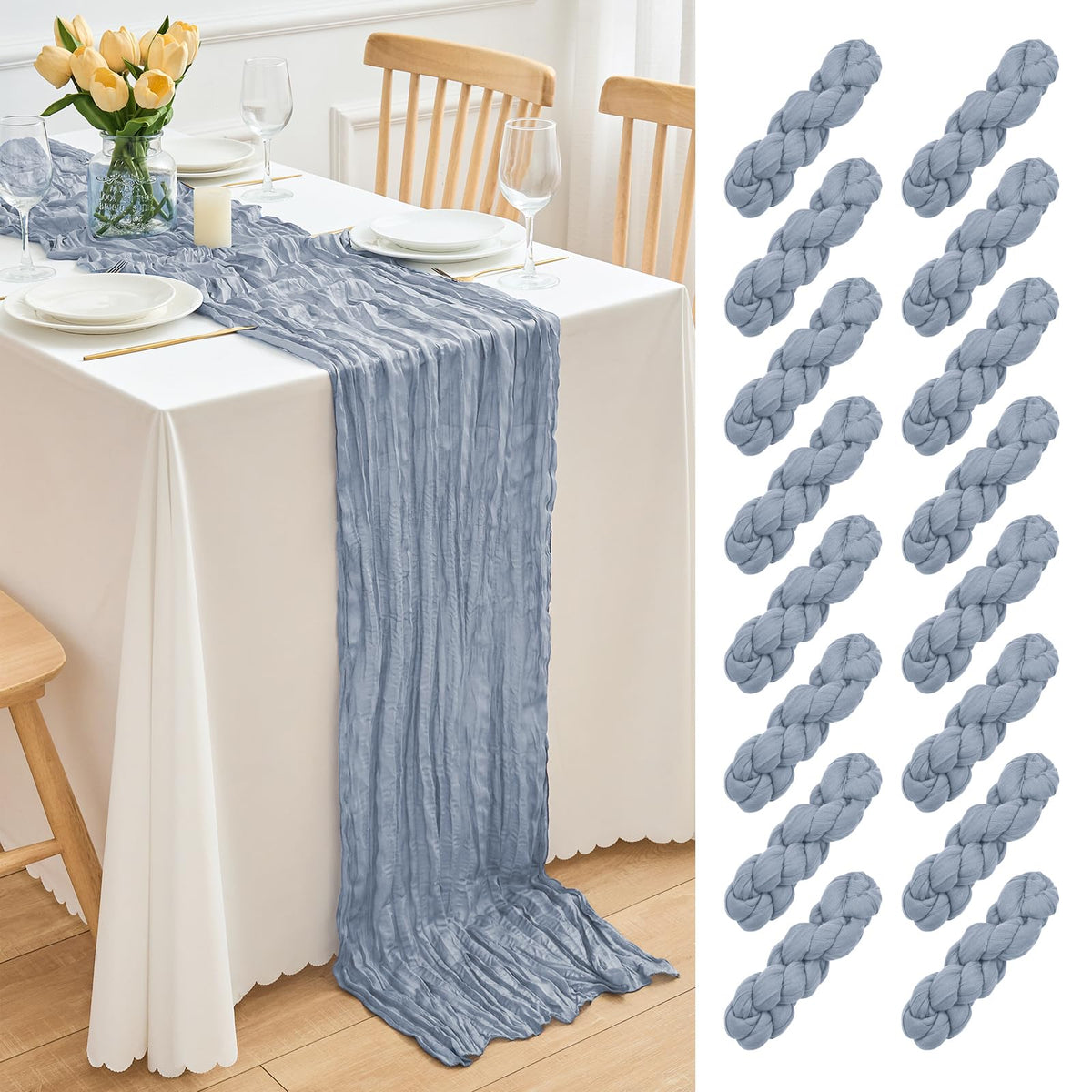 16 Pack Lavender Cheesecloth Table Runner 21.5 x 120 Inches Boho Gauze Table Runners 10FT Long Cheese Cloth Table Runner for Bridal Shower Baby Shower Birthday Party Wedding Decor
