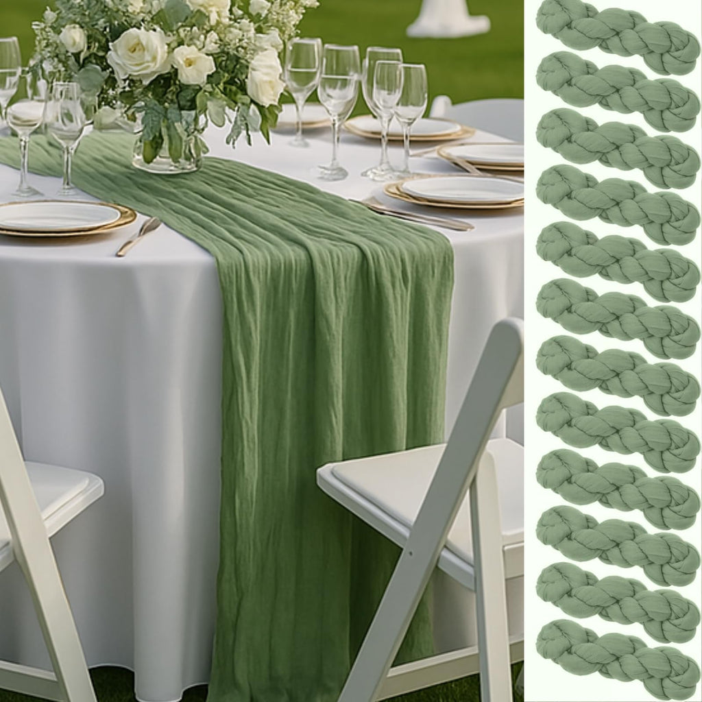 Red Cheesecloth Table Runner, 10 ft Gauze Runner for Wedding Table Decor