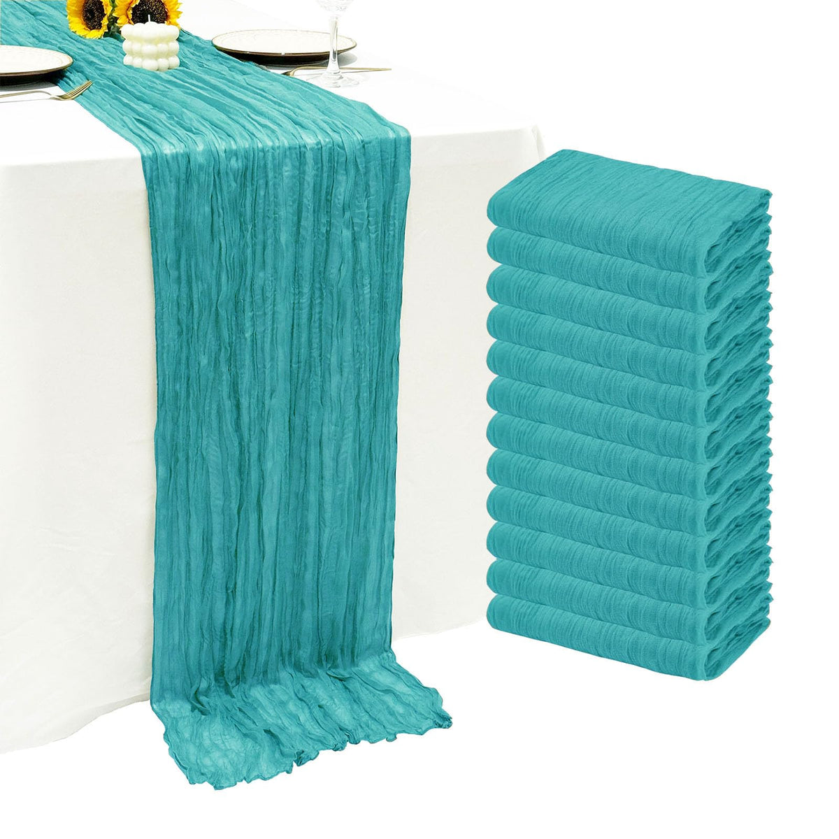 12Pack Dusty Blue Cheesecloth Table Runner 20x120 inch Gauze Table Runner