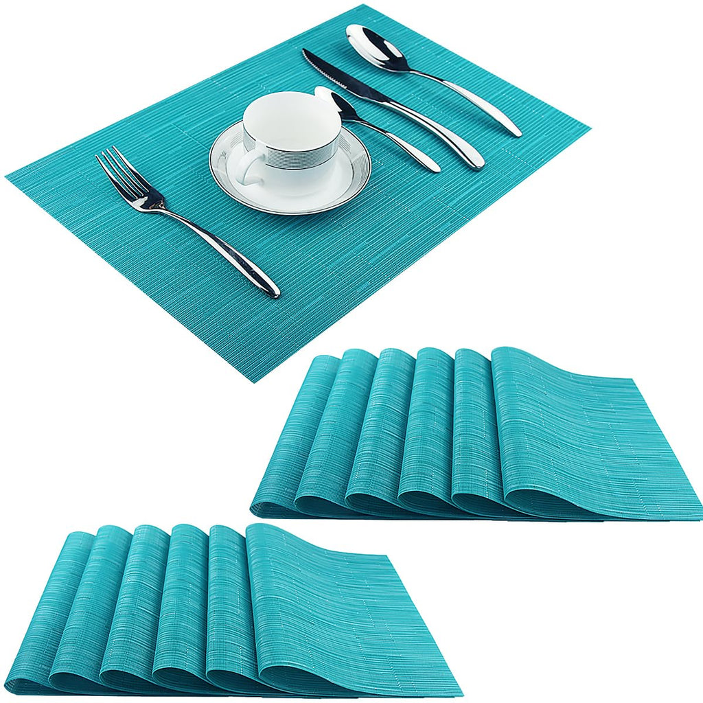 PIGCHCY Placemats,Durable Placemats for Dining Table,Washable Woven Vinyl Kitchen Placemats Set of 4 (Brown)