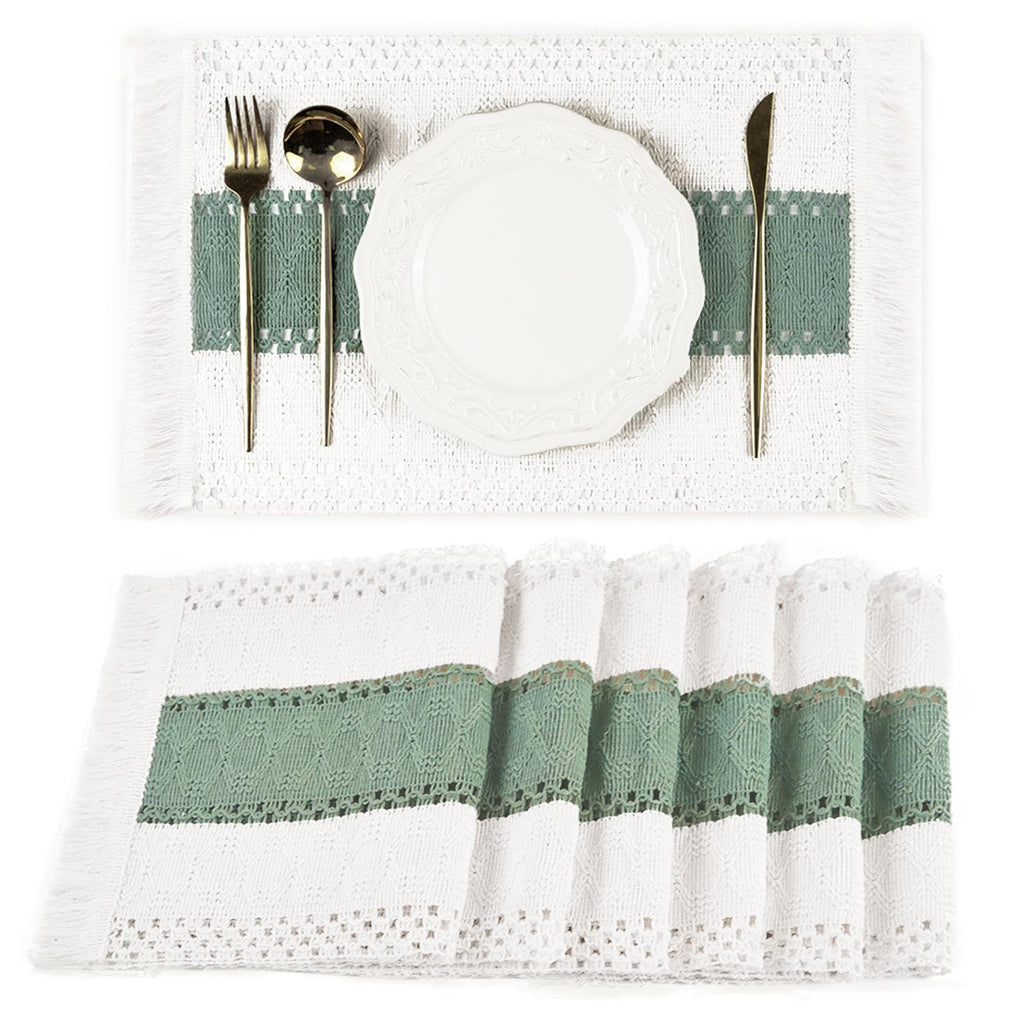 FEXIA Boho Placemats Set of 6, Macrame Table Mats Farmhouse Dining Decor