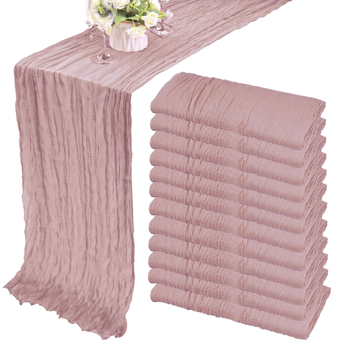 35x120 Inch Dusty Blue Cheesecloth Table Runner Boho Wedding Party Decor