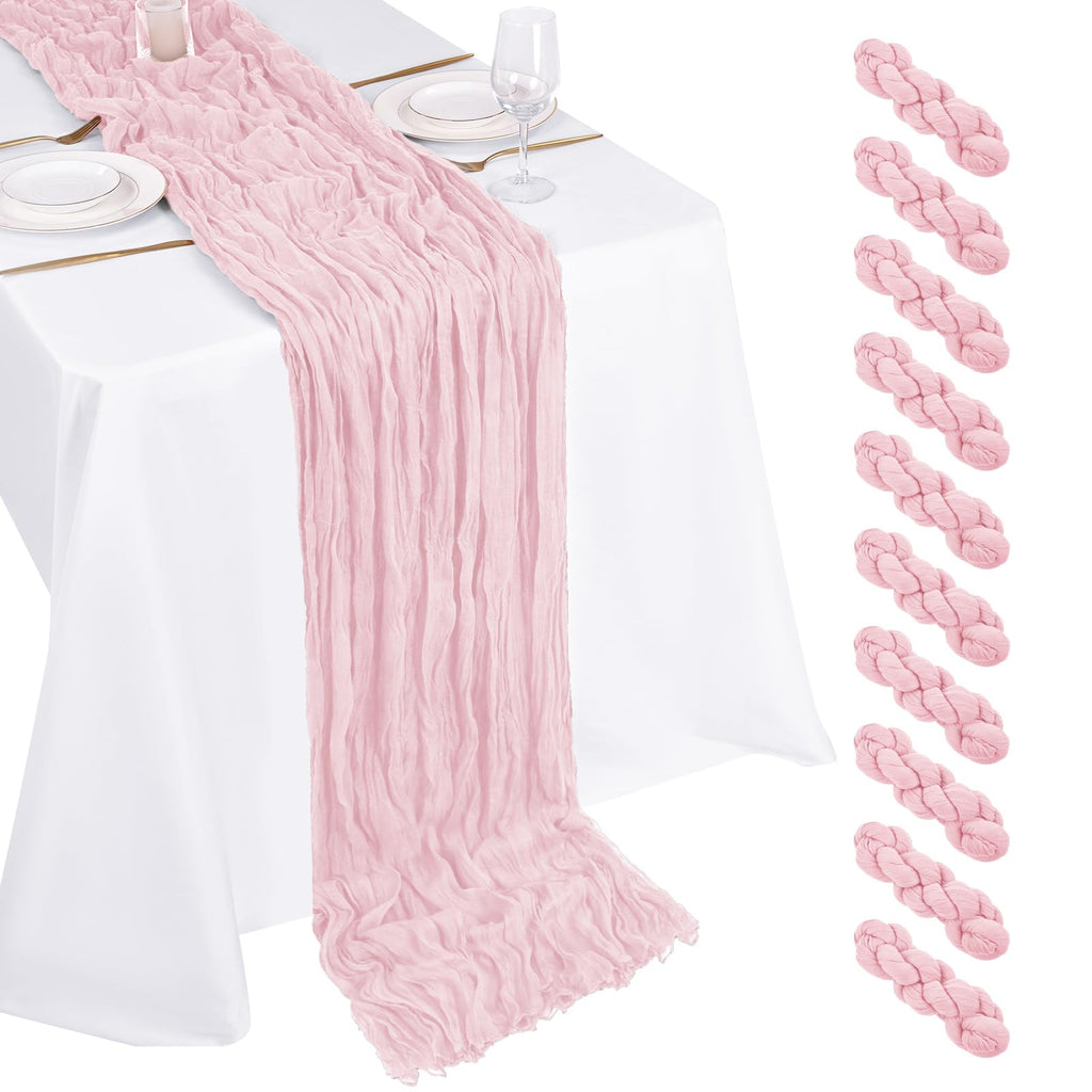10 Pack Ivory Cheesecloth Table Runner 17x108 Inch Boho Gauze Cheese Cloth Table Runners for Wedding Party Baby Shower Birthday Home Decor