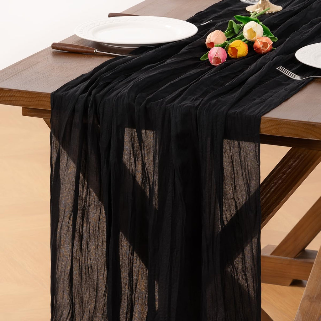 6 Pack Champagne Gold Cheesecloth Table Runner Fall Wrinkled Runner