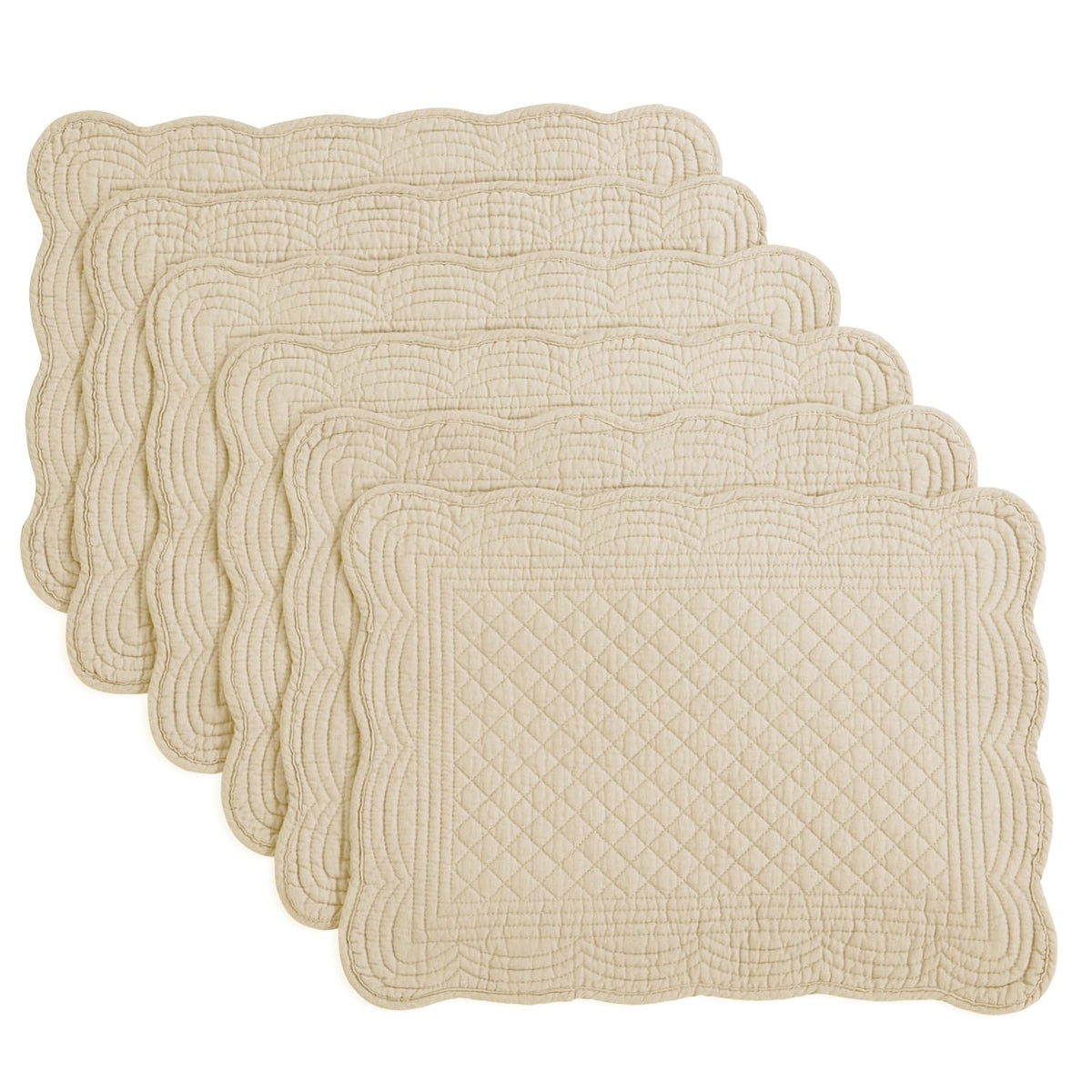 HOMBYS Quilted Placemats Set of 6 Washable-13x18 inches Rectangular Placemats for Kitchen Table-100% Cotton Fabric Rectangular Table Mats, (Emerald Green)