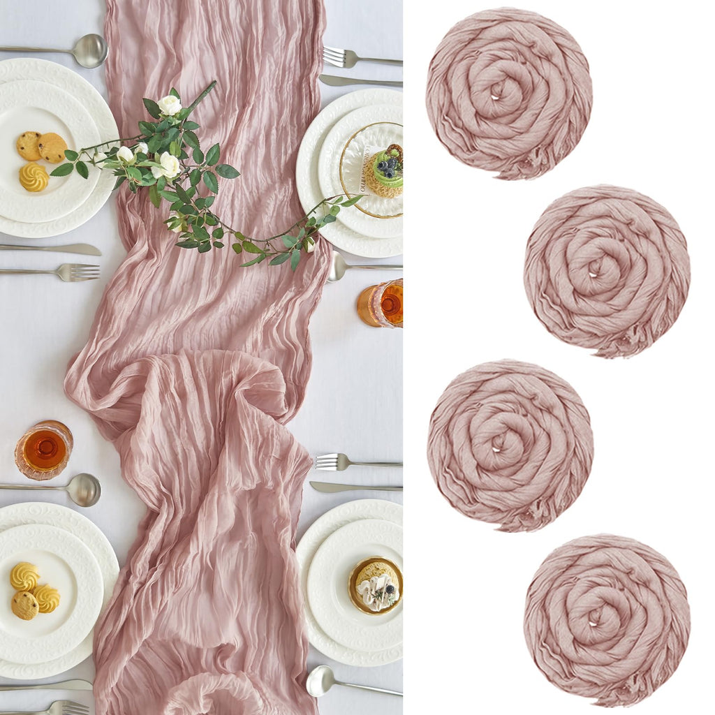 2 Pack Fall Table Runner Terracotta Cheesecloth for Home Thanksgiving Party