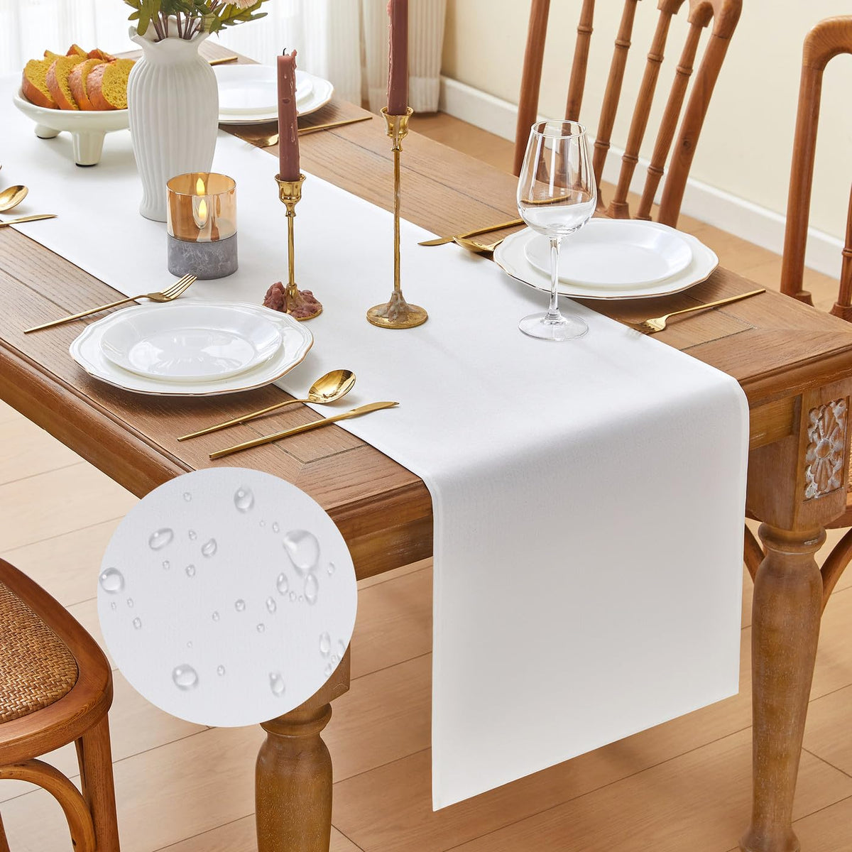 YATOJUZI Cream Table Runner Seasonal Kitchen Dining Coffee Table Decorations Beige Neutral Waterproof Farmhouse Table Runners Rustic Wedding Birthday Party Home Decor 16x71Inch