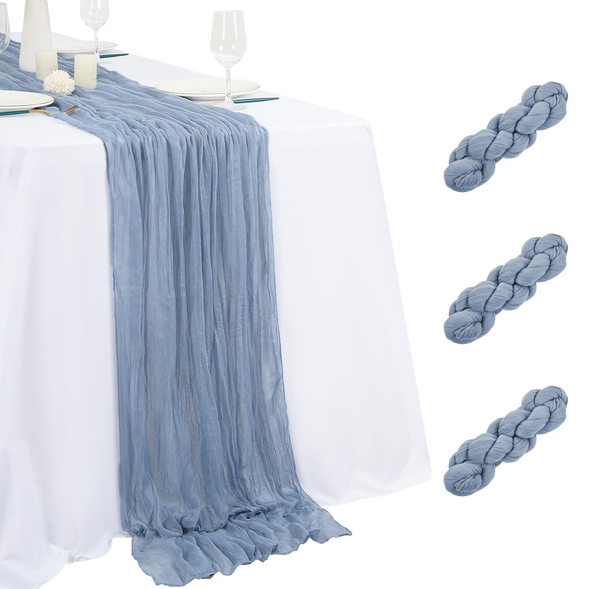 3 Pack Light Pink Table Runner 17x108 Inch Cheesecloth Table Runner Boho Gauze Table Runners Romantic Rustic Sheer Fabric Cheese Cloth Table Runners for Wedding Party Baby Shower Birthday Home Decor