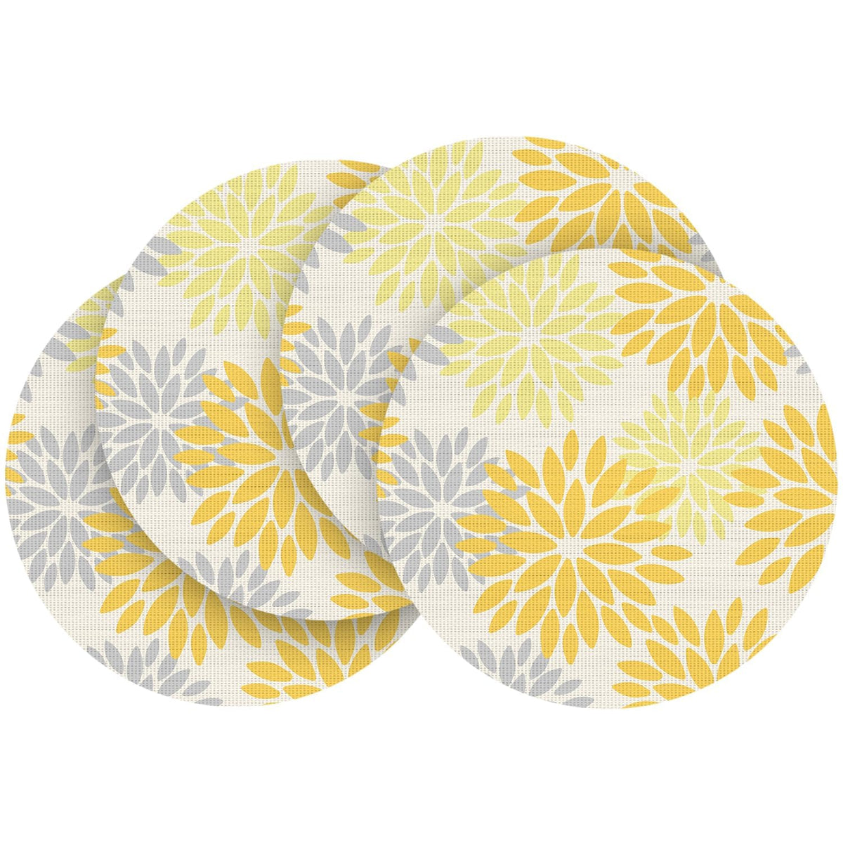 Artoid Mode Floral Vinyl Plistic Placemats Set of 6, Heat Resistant Washable Non-Slip PVC Place Mats for Party Kitchen Dining Decor, Blue Grey