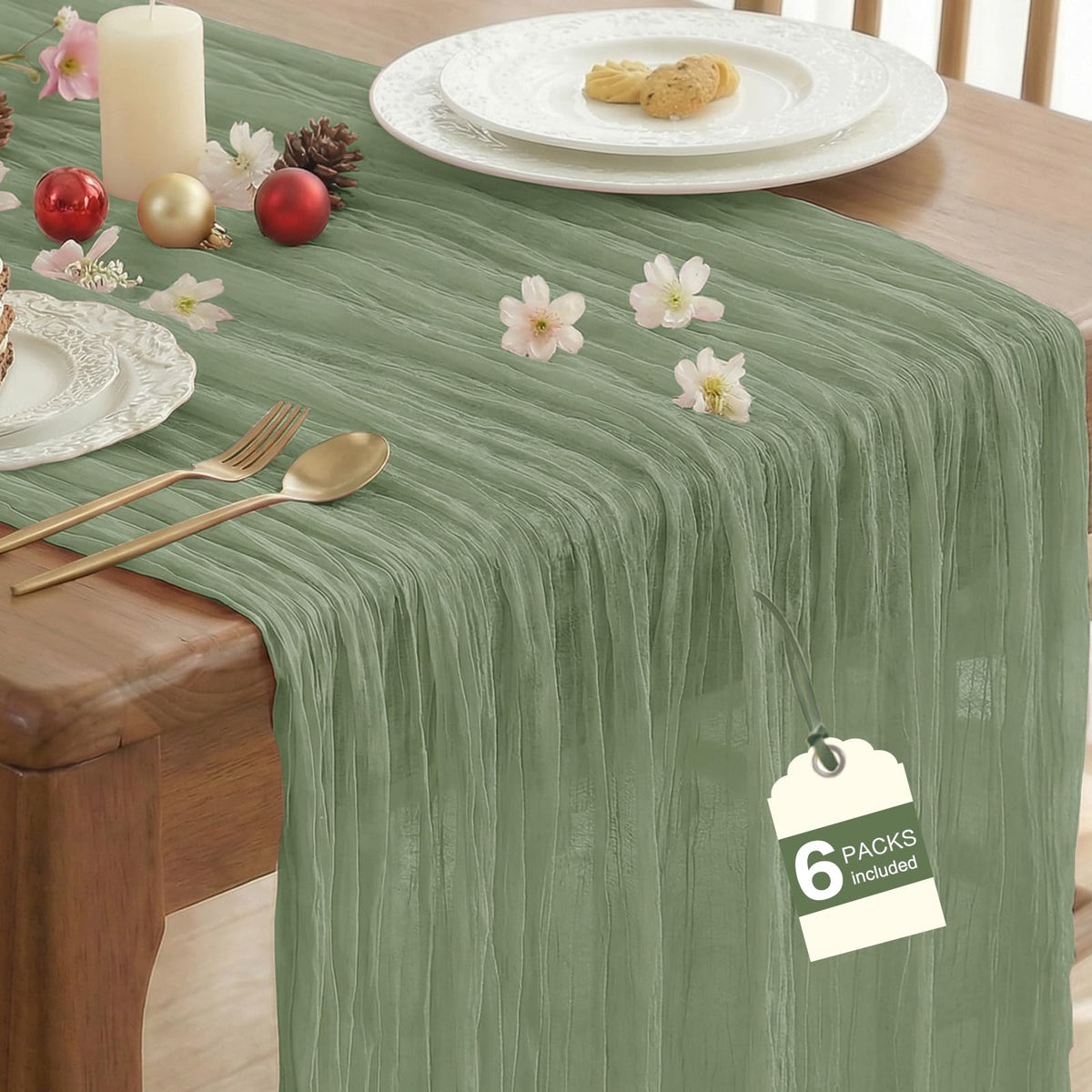 2 Pack Fall Table Runner Terracotta Cheesecloth for Home Thanksgiving Party